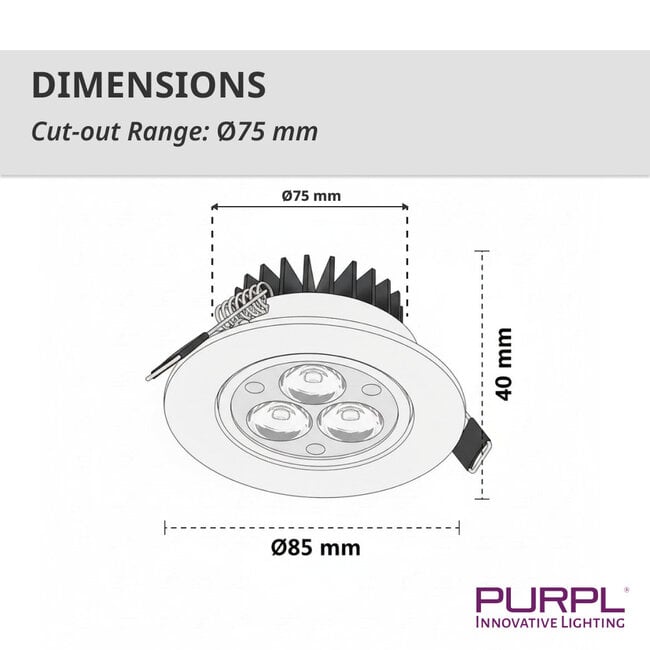 LED Einbauspot | 3W | Ø85mm | Kaltweiß 6000K | Schwenkbar | Weiß