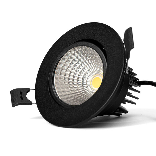 PURPL COB LED Einbauspot | 7W | Ø108mm | Warmweiß 2700K | Schwenkbar | Schwarz