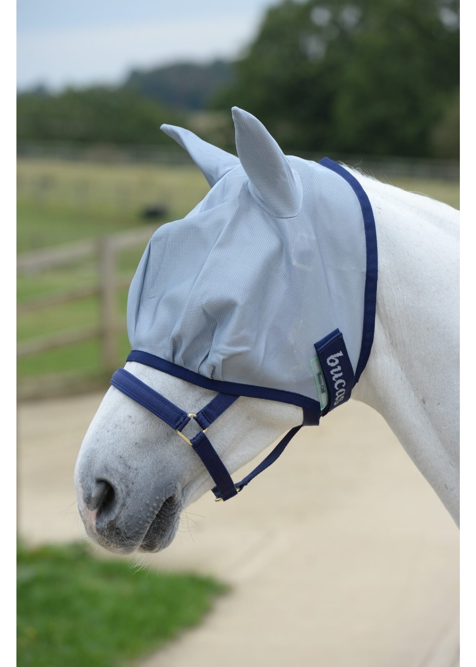 Bucas Buzz-Off Fly Mask Silver/Blue Bucas