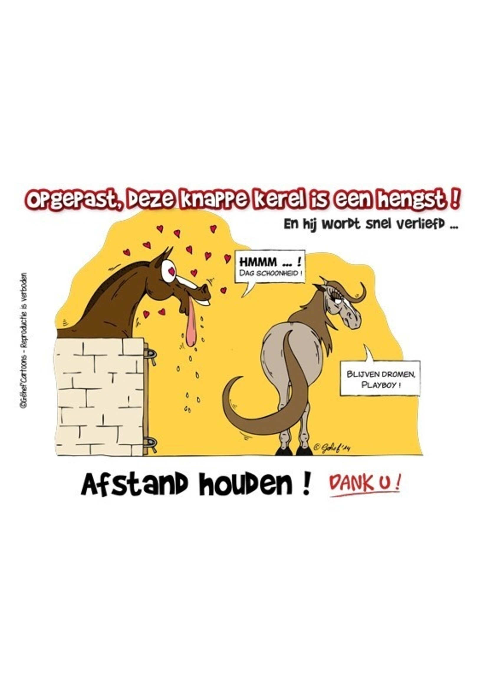 Stalplaat - Afstand houden! Hengst HB Ruitersport