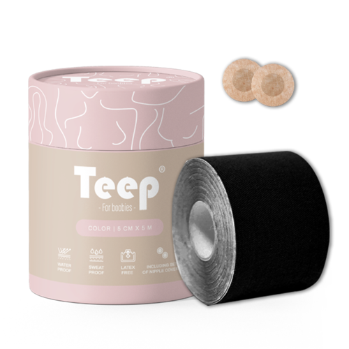 Teep® Boob tape inclusief set nipple covers - Zwart Teep® Boob tape inclusief set nipple covers - Zwart