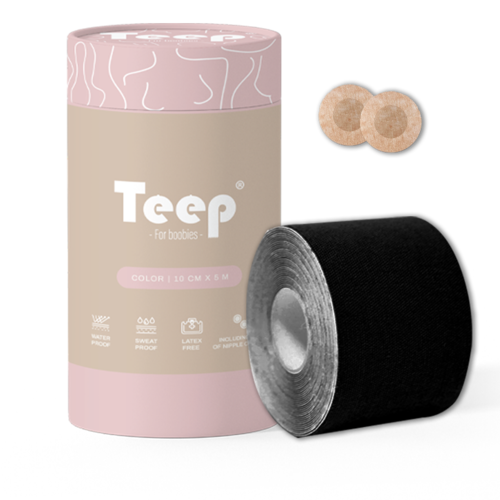 Teep® Boob tape inclusief set nipple covers - Zwart