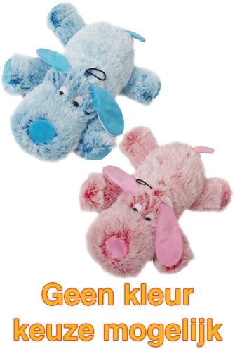 Harige hond roze / blauw assorti