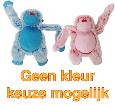 Harige aap roze / blauw assorti