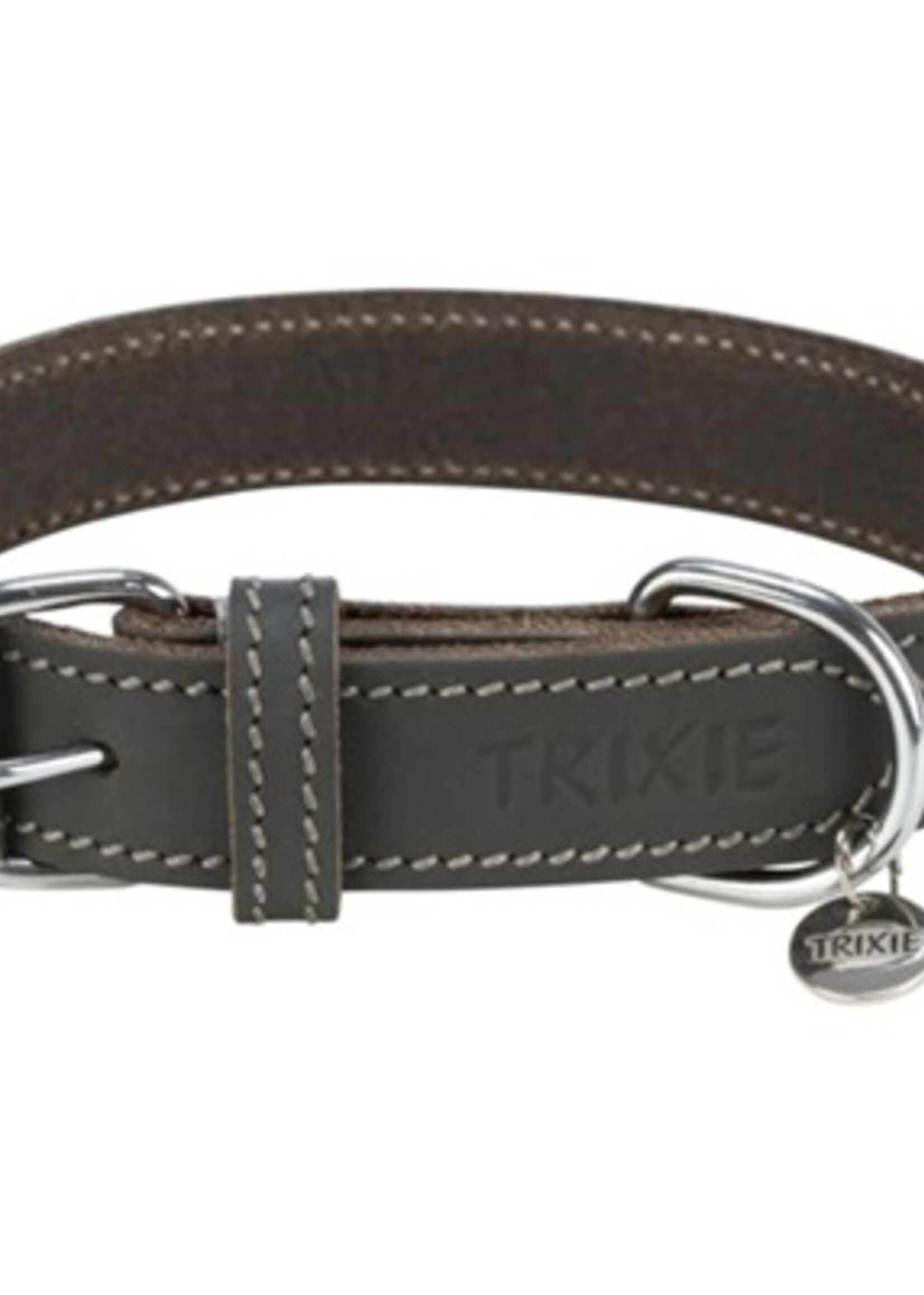 Trixie Trixie halsband hond rustic vetleer grijs