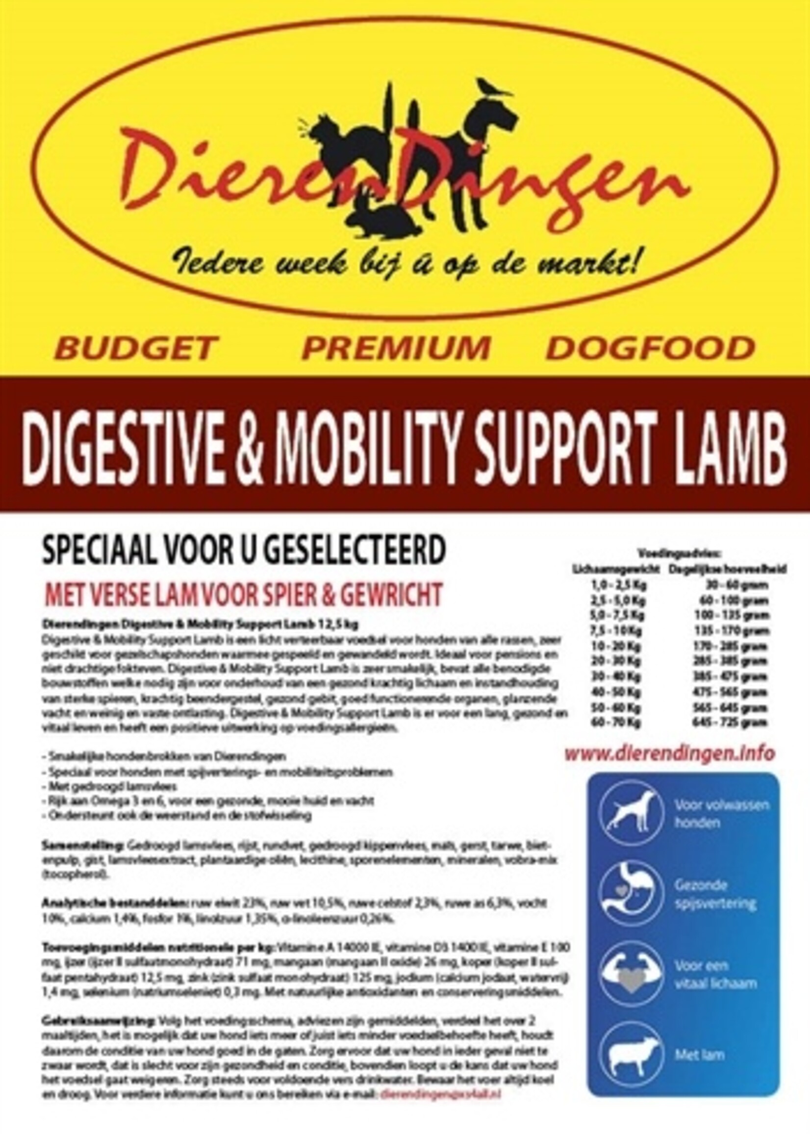 Merkloos Budget premium dogfood digestive & mobility support lamb