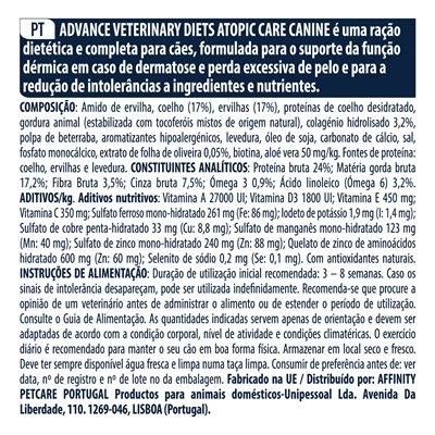 Advance veterinary diet dog atopic no grain / derma