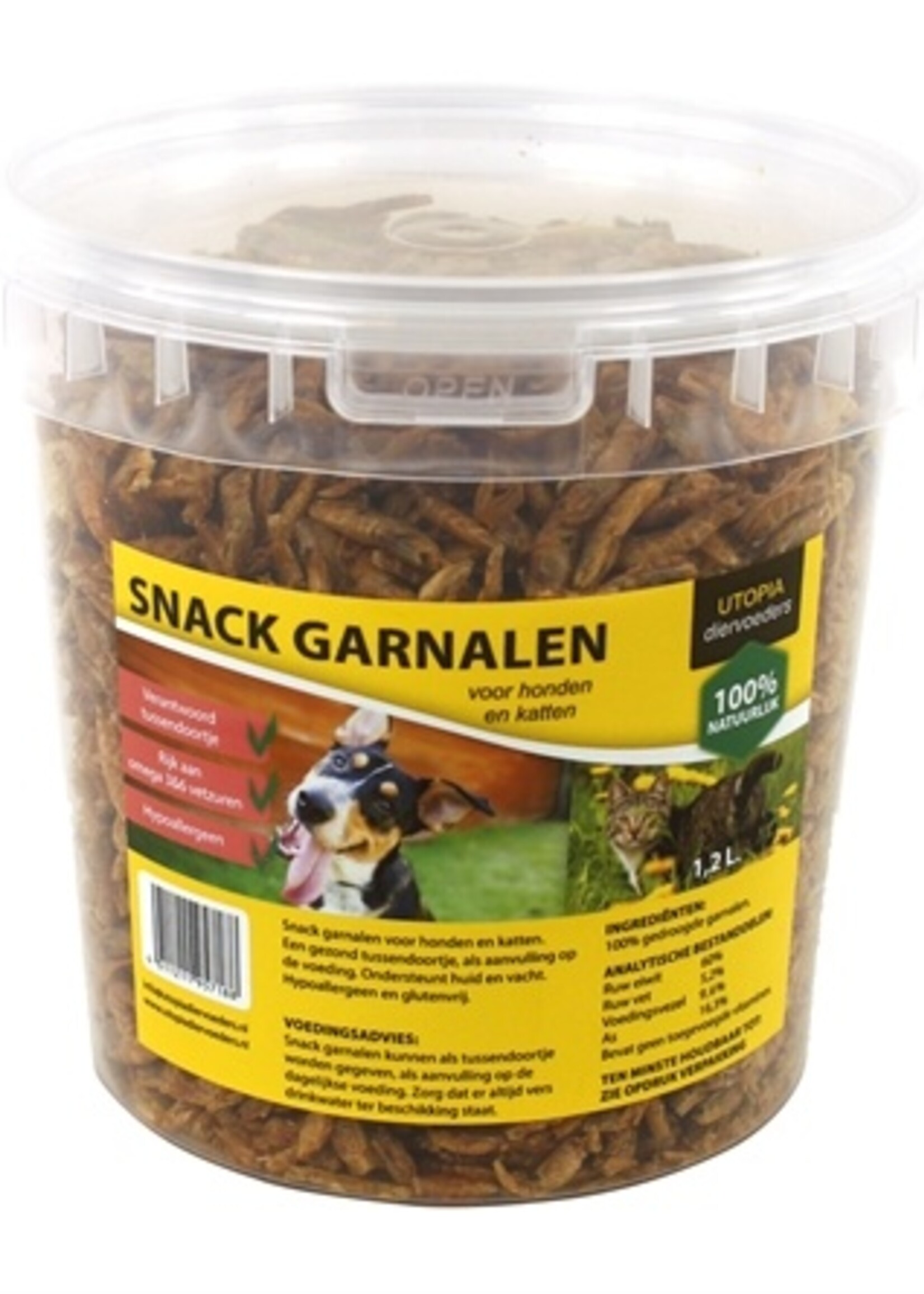 Utopia Gedroogde snack garnalen voor hond en kat