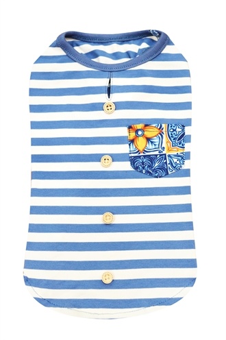 Croci t-shirt hond top maioliche gestreept blauw / wit