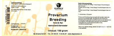 De groene os provarium breeding hond / kat