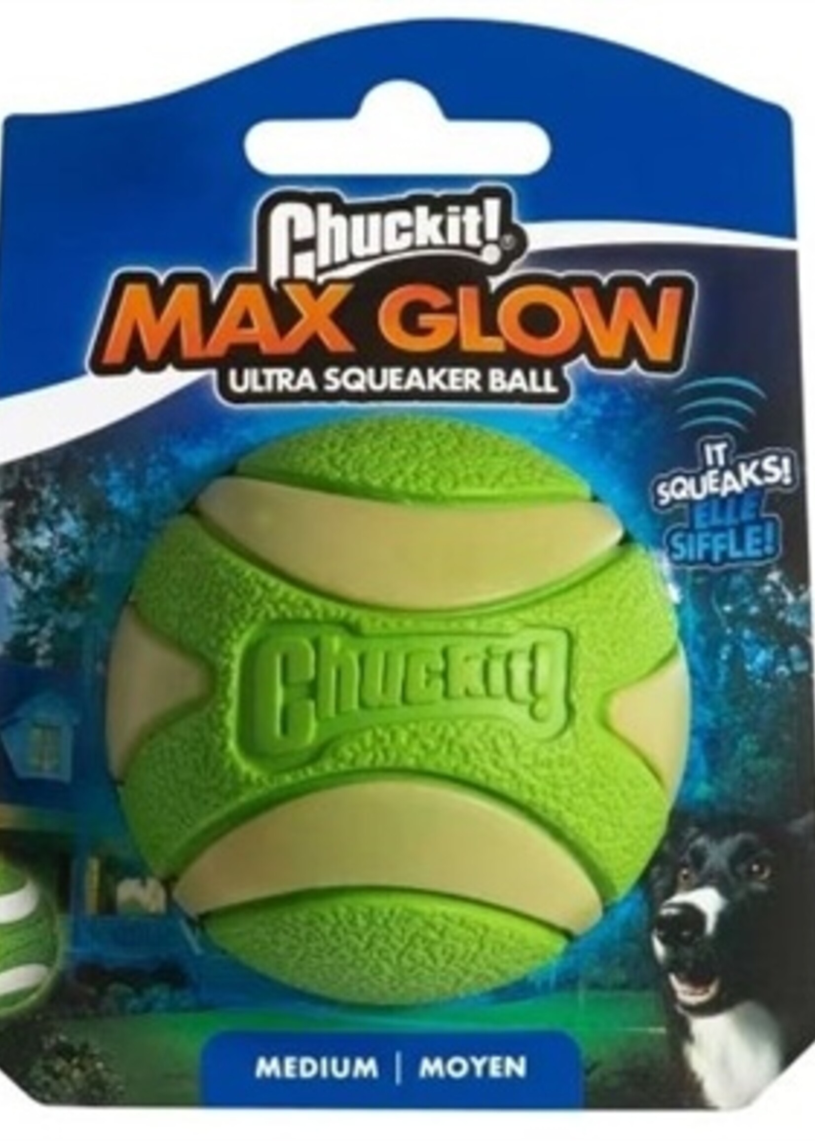Chuckit Chuckit max glow ultra squeekerbal groen