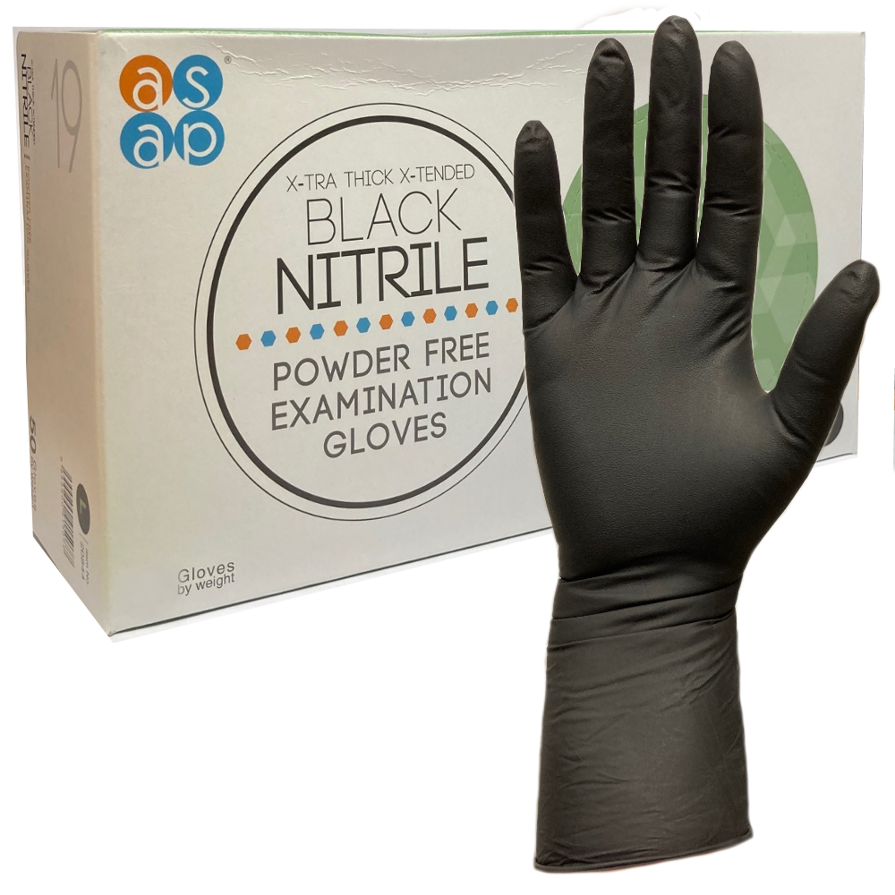 ASAP Exam Glove Nitrile X‐Thick Black Anker Stuy UK Store