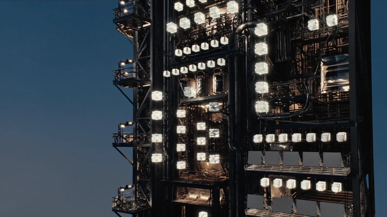 Industriële installatie met explosieveilige LED-verlichting
