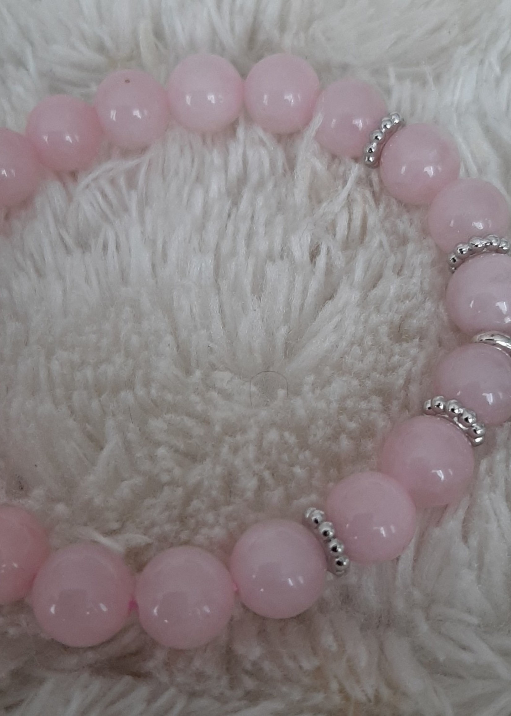 Bracelet Élastique en quartz rose avec breloque lotus