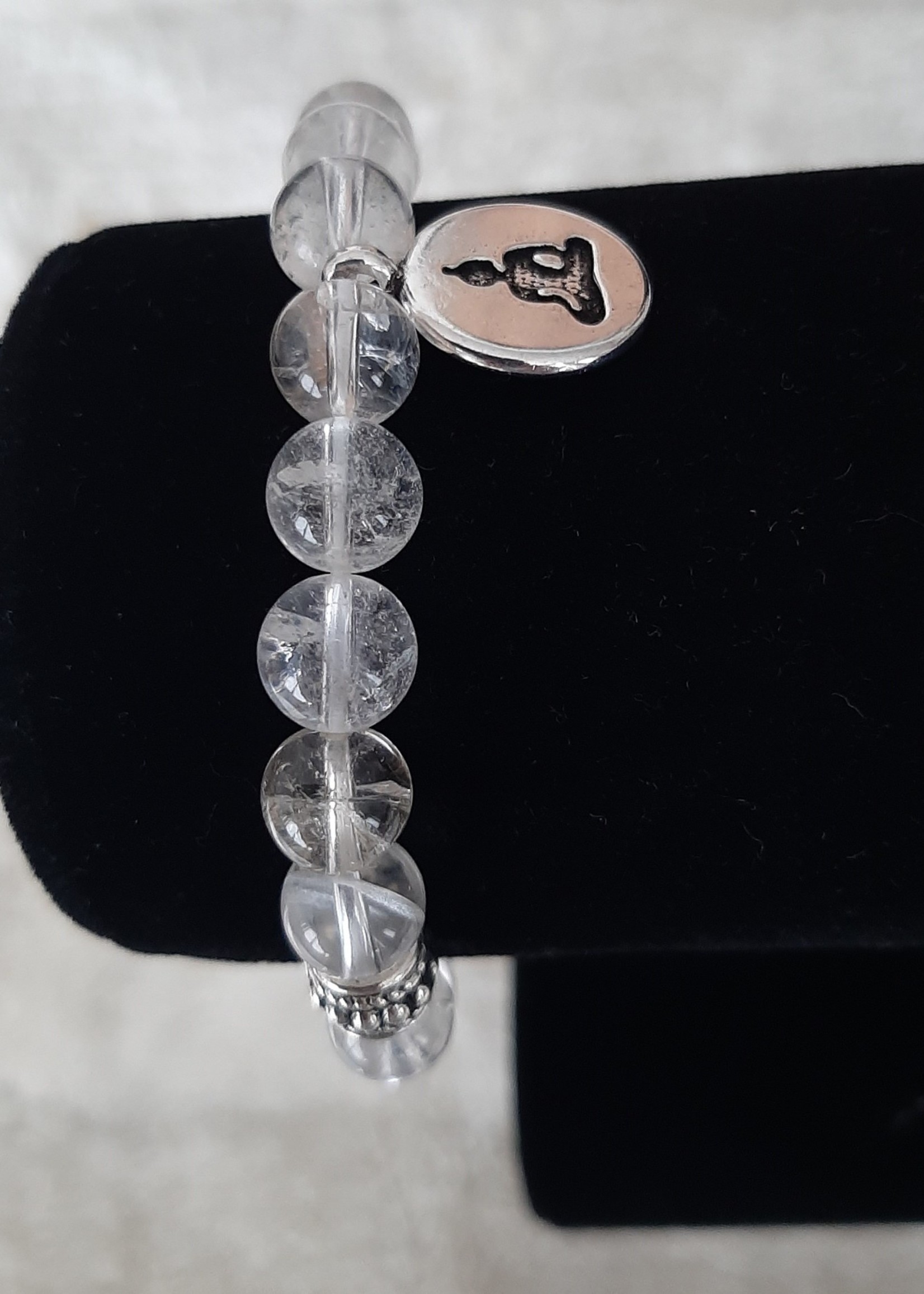 Bracelet Rock crystal elastic with buddha charm