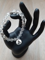 Bracelet élastique en cristal de roche avec breloque bouddha