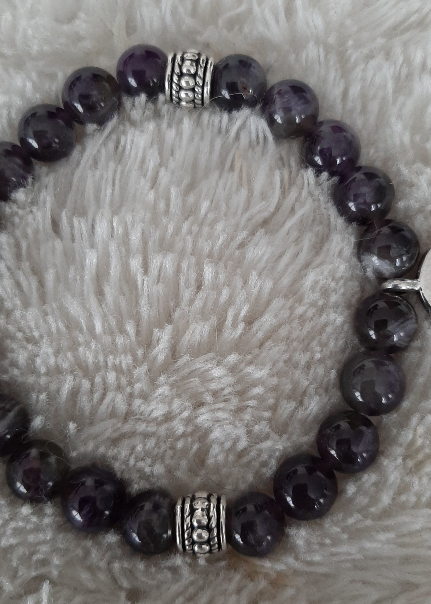 Bracelet Amethyst elastic with lotus charm