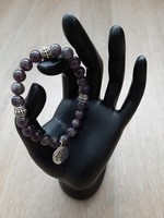 Bracelet Amethyst elastic with lotus charm