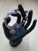 Bracelet Fluorite/Améthyste avec breloque arbre de vie