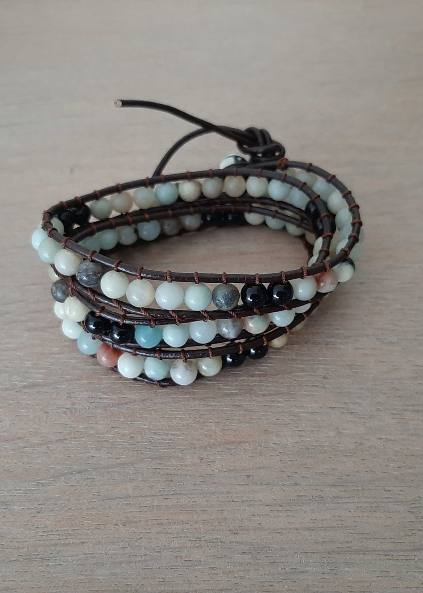 Bracelet Amazonite/Agate Noire