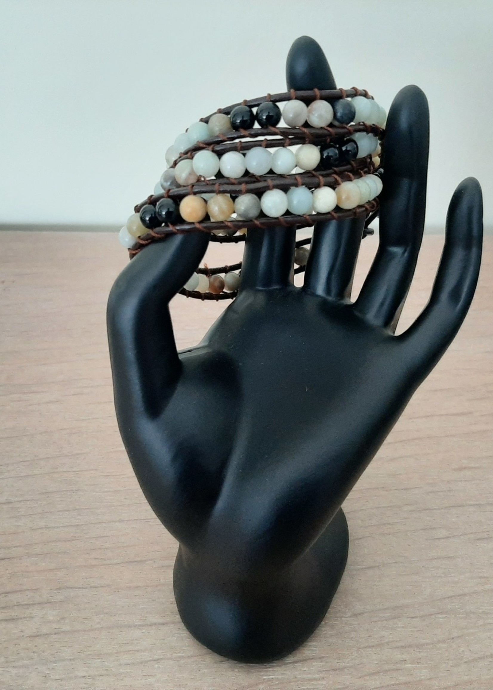 Bracelet Amazonite/Agate Noire