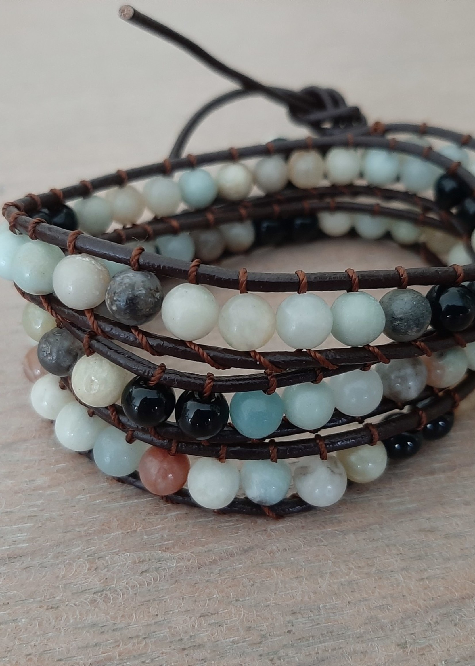 Bracelet Amazonite/Agate Noire