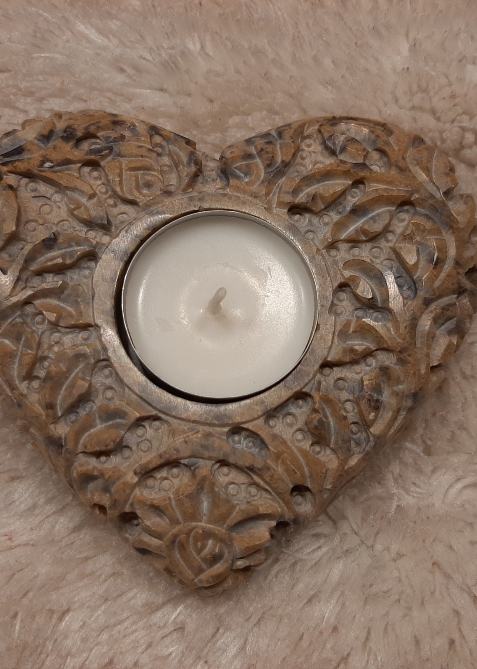 Candle and incense holder soapstone natural