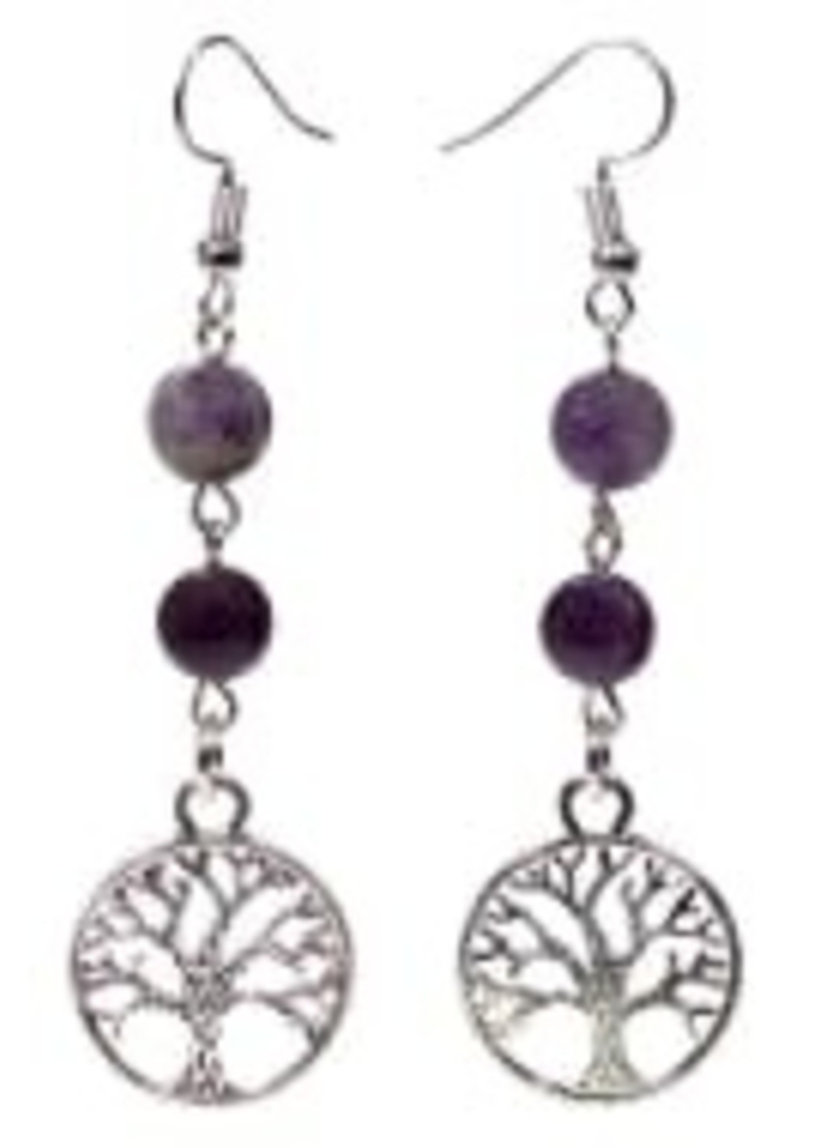 Earrings Fluorite/Amethyst with Tree of Life