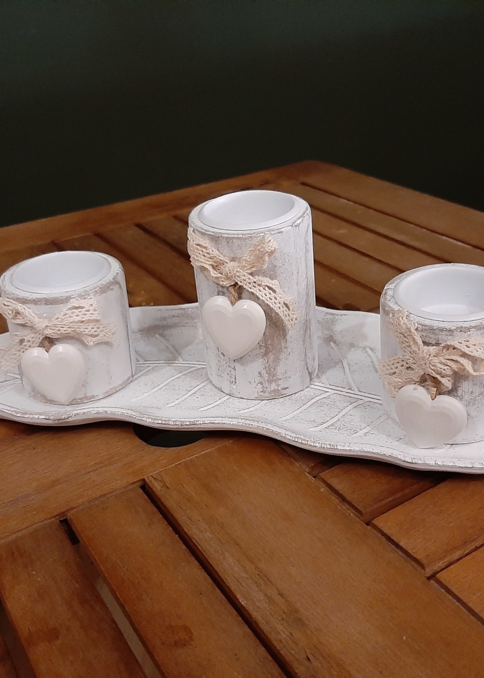 Tealight holder set antique white