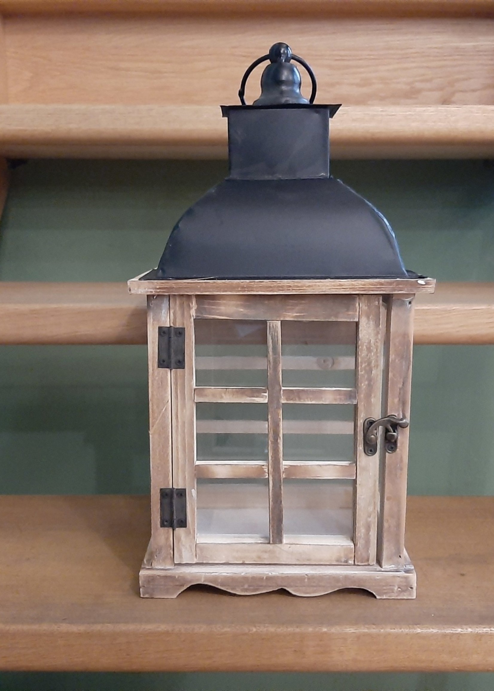 Lantern natural wood rectangular