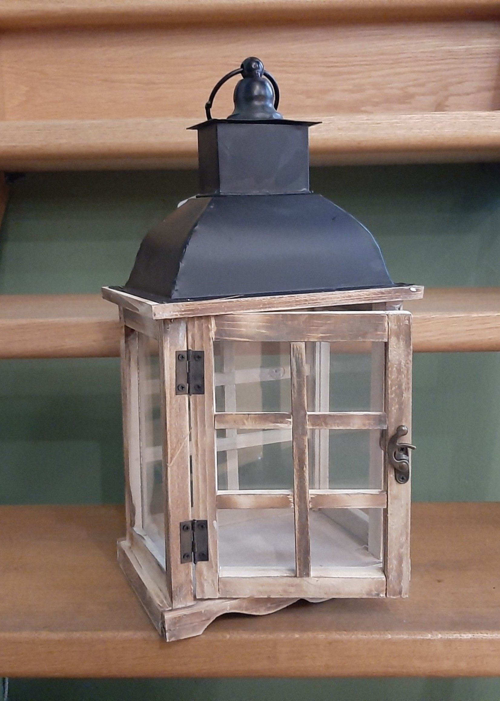 Lantern natural wood rectangular