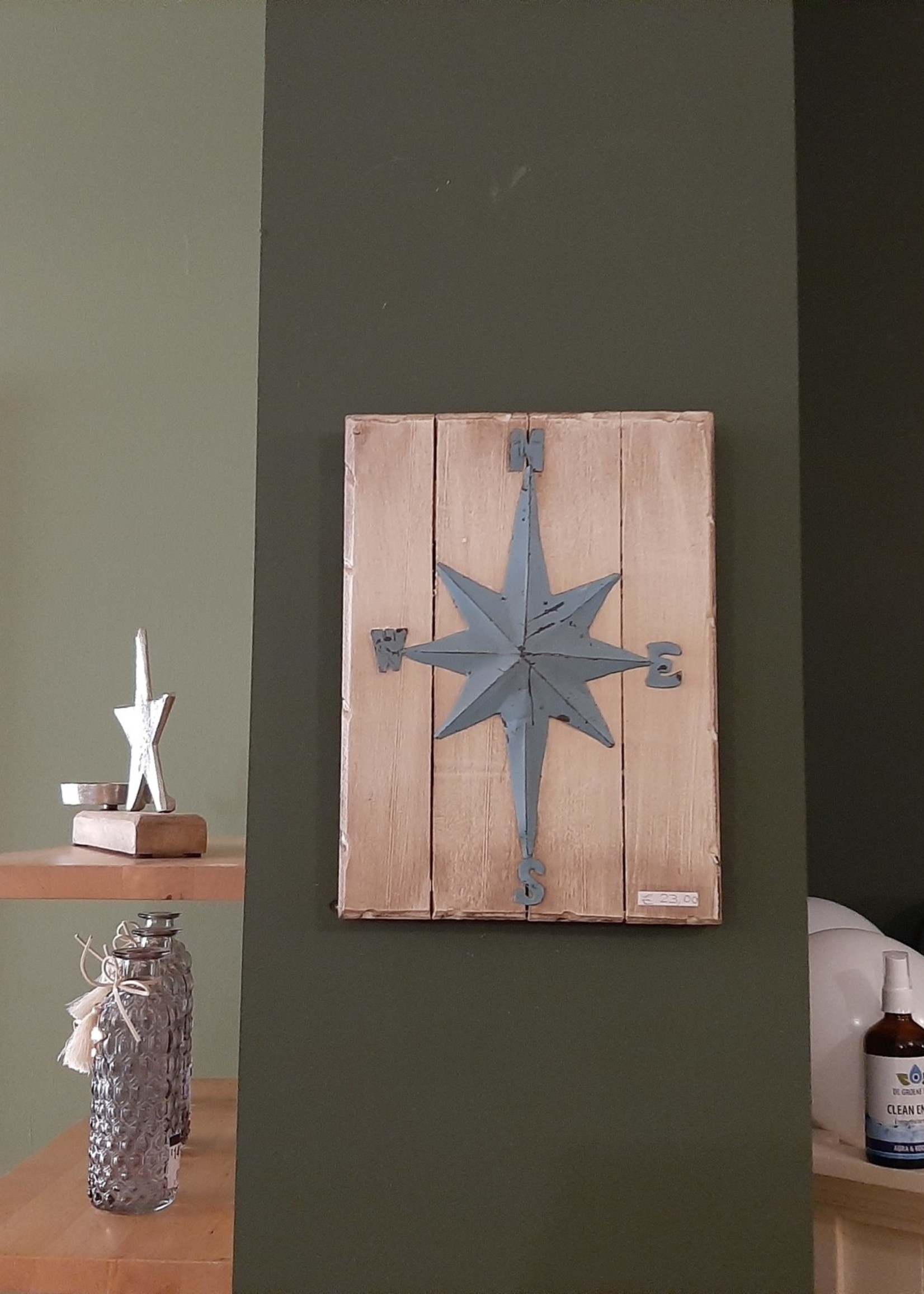 Wooden board with wind rose