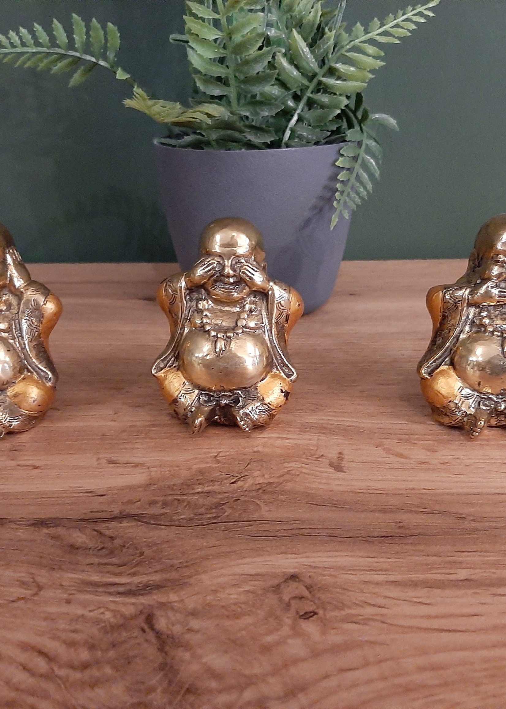 Buddha statuettes set in bronze Hear-See-Shut Up