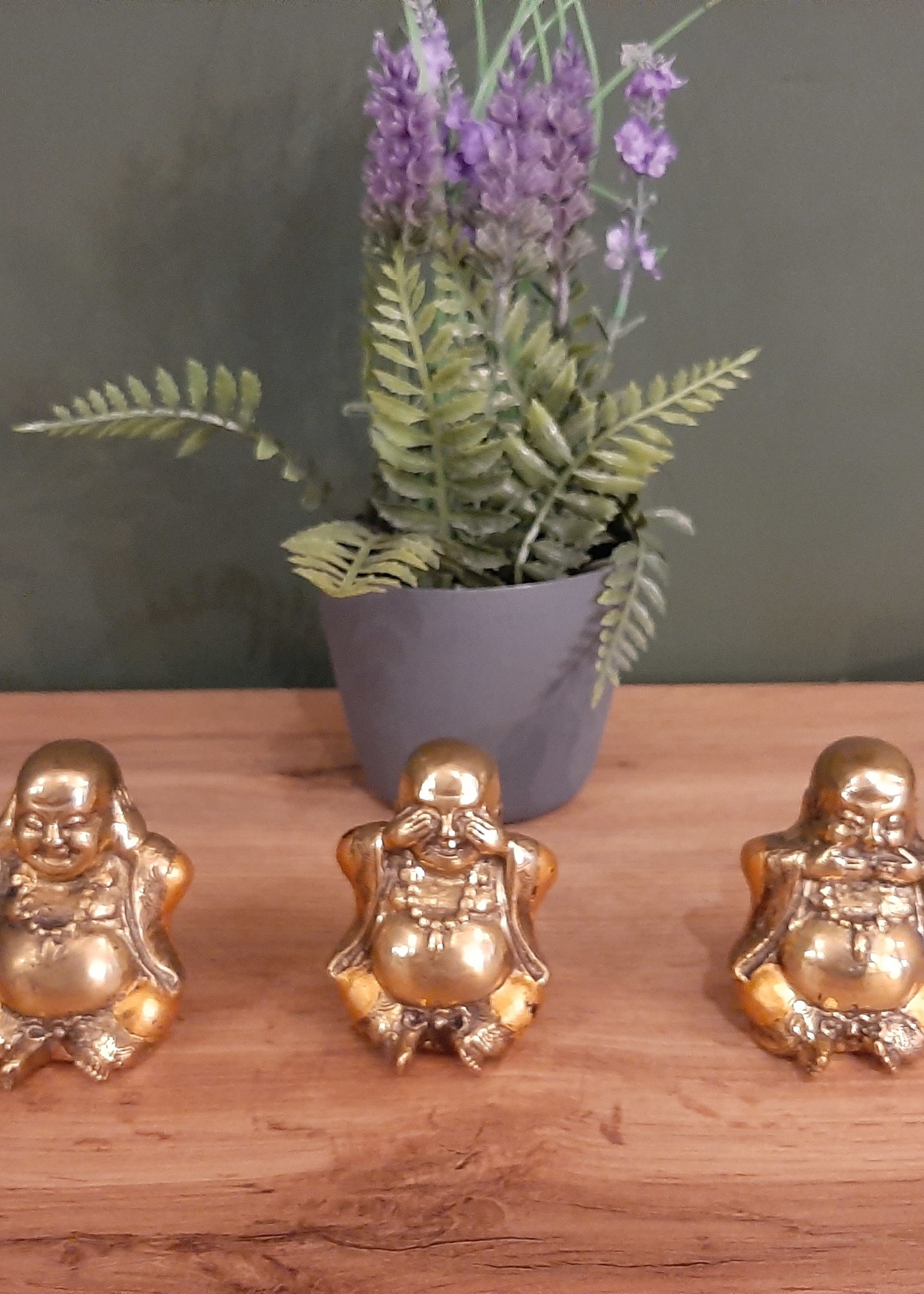 Buddha statuettes set in bronze Hear-See-Shut Up