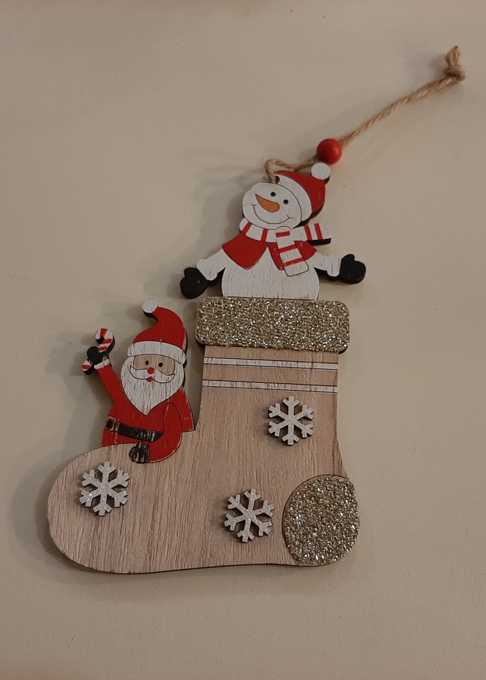 Wooden boot Christmas tree hanger