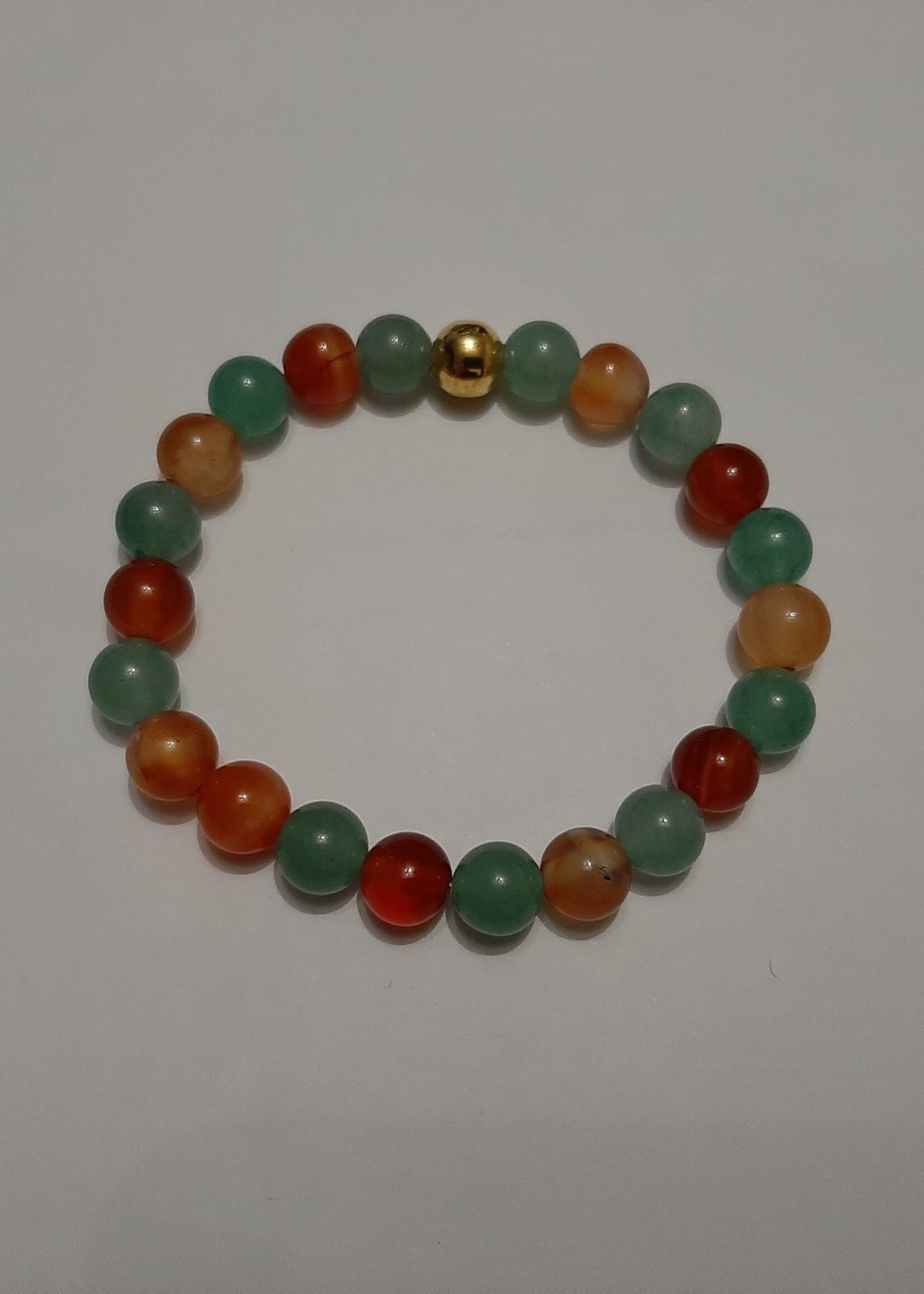 Bracelet Green Aventurine + Carnelian 16 cm