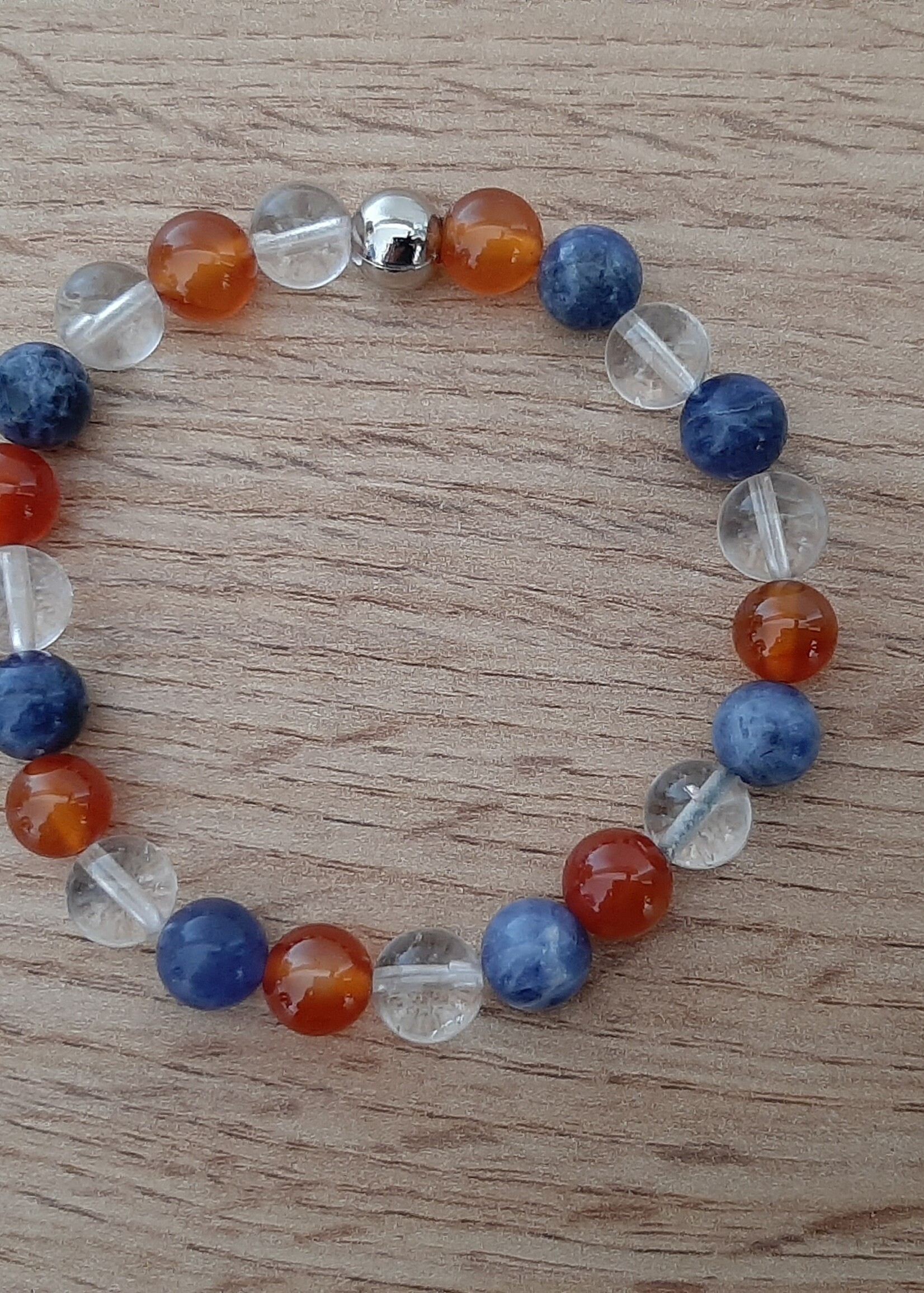 Bracelet Cristal de roche - Cornaline - Sodalite 18 cm