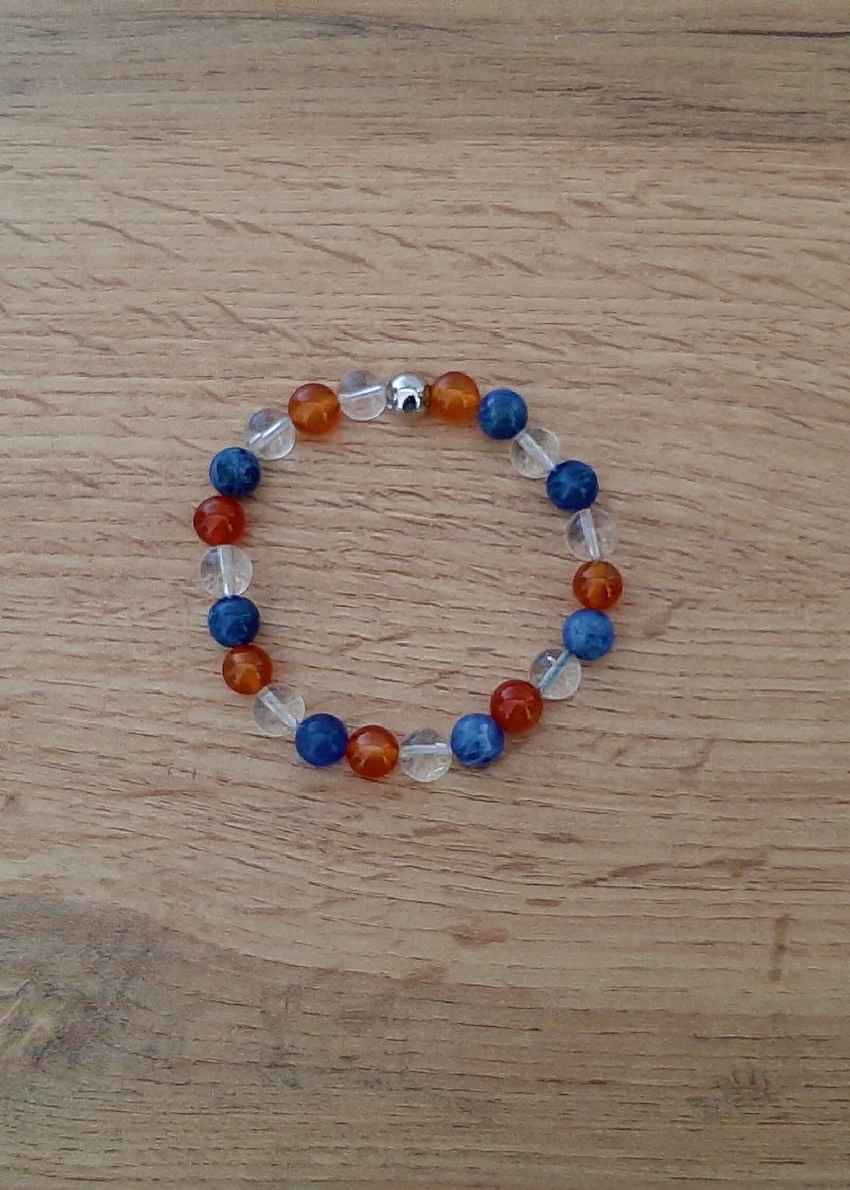 Bracelet Rock crystal - Carnelian - Sodalite 18 cm