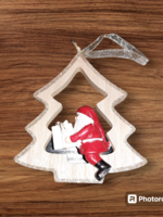 Sapin de Noël en bois avec le Père Noël