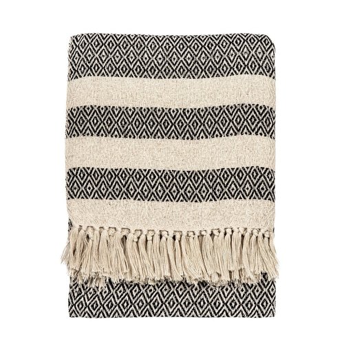 Sass&Belle Sass&Belle Scandi Boho Plaid met kwast - zwart/wit