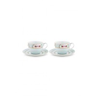 Cup & Saucer Blushing Birds - set of 2