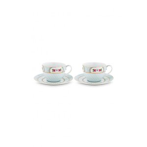 Pip Studio Floral Cappuccino Cup & Saucer Early Bird Blue