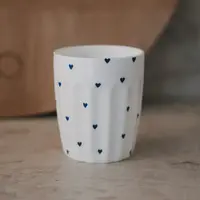 Mug en porcelaine « Petits Cœurs » bleu foncé