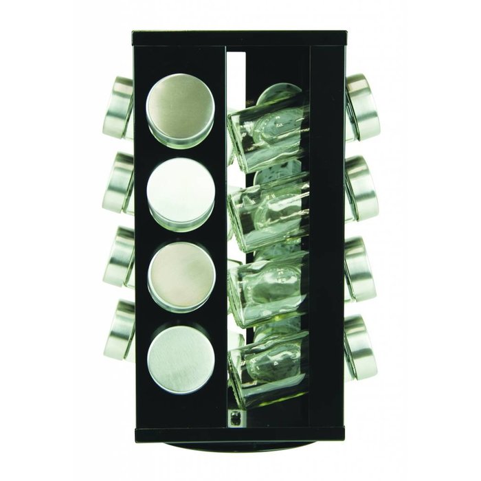 S&P Kruidenrek zwart met 16 potjes serie Soho