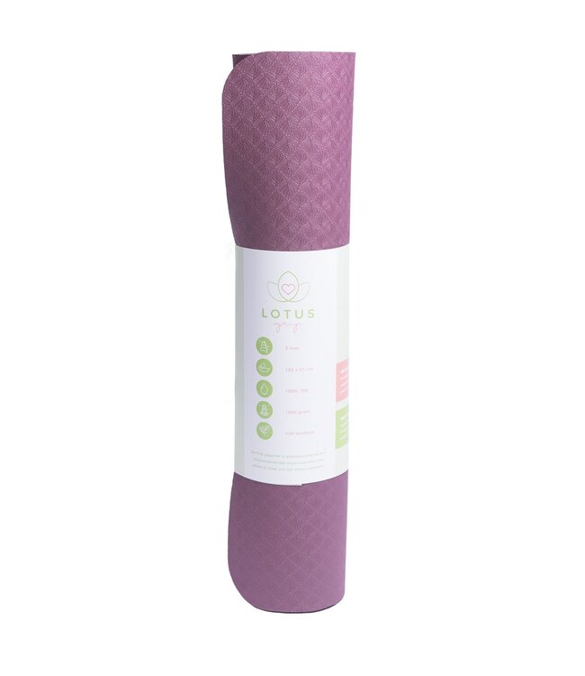 Yogamatte öko Grip TPE extra dick Aubergine - Lotus