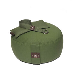 Lotus Set Meditationskissen, Augenkissen und Yogagurt Olivgrün - Lotus