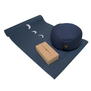 Lotus Anfänger Set Yogamatte, Meditationskissen und Block Indigo Moon