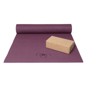 Lotus Basis Set Yogamatte und Block Dunkelviolett