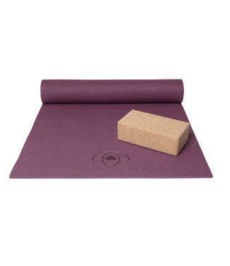 Lotus Basis Set Yogamatte und Block Dunkelviolett