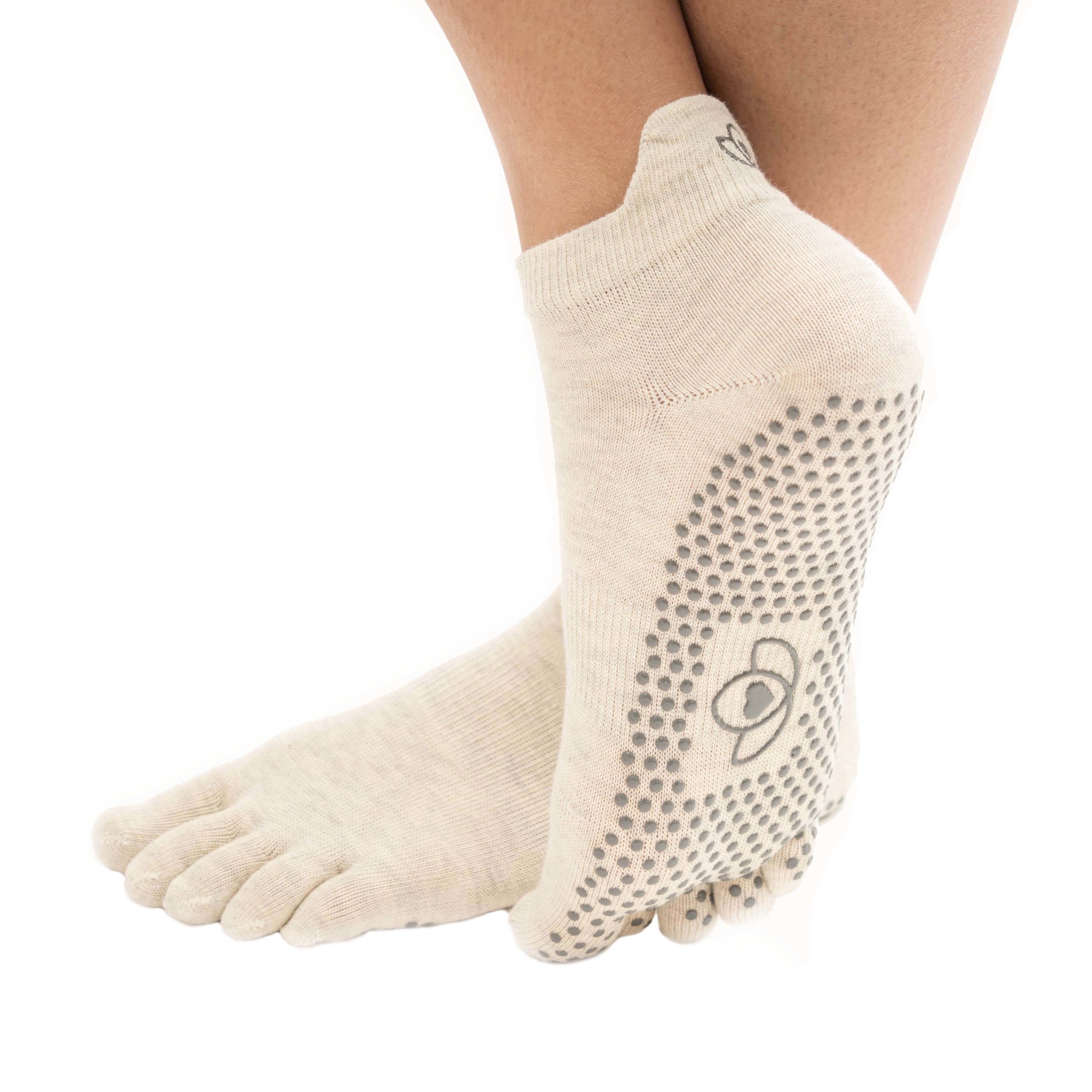 Yoga Socken rutschfest Ecru - Lotus - Superyoga